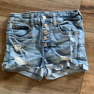 American Eagle sz 2 Distressed Denim Women Shorts Button Fly euc